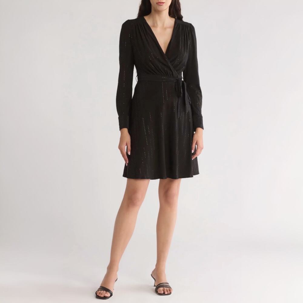 DKNY Long Sleeve Heatset Foil Dot Dress
